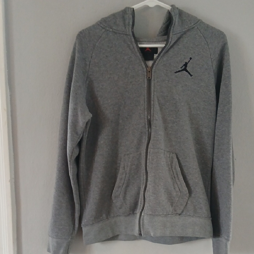 Jordan Black and Gray Zip-Up Hoodie Sweatshirt